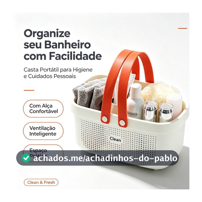 Cesta de Banheiro Portátil Cesto Organizador Plástico com Furos para Drenagem de Água