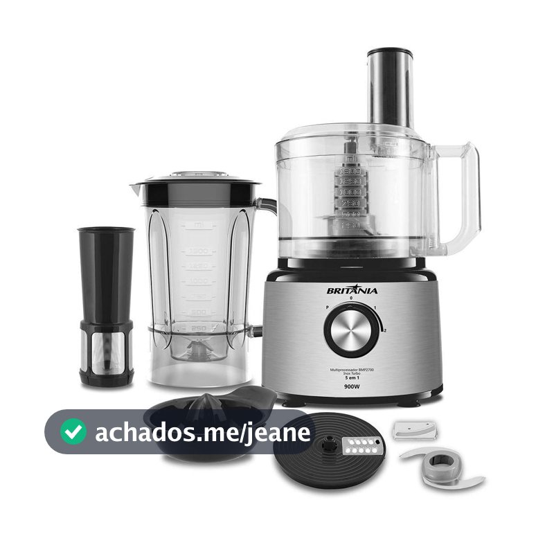 Multiprocessador Britânia 5 Em 1 Inox 900W BMP2700P Turbo 110V