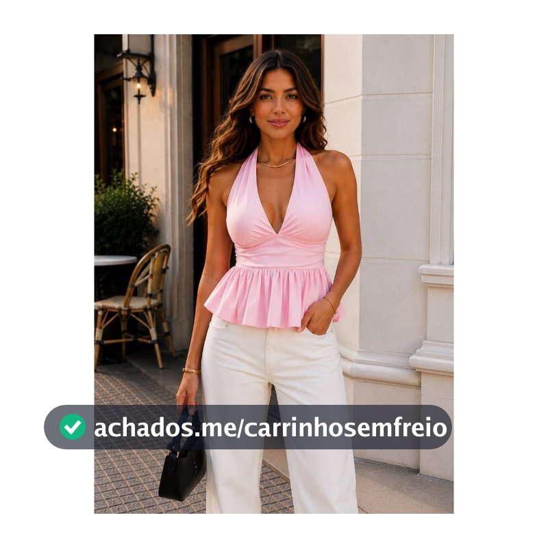 batinha feminina blusa rosa blusa feminina blusa decote V blusa verão blusa elegante moda feminina