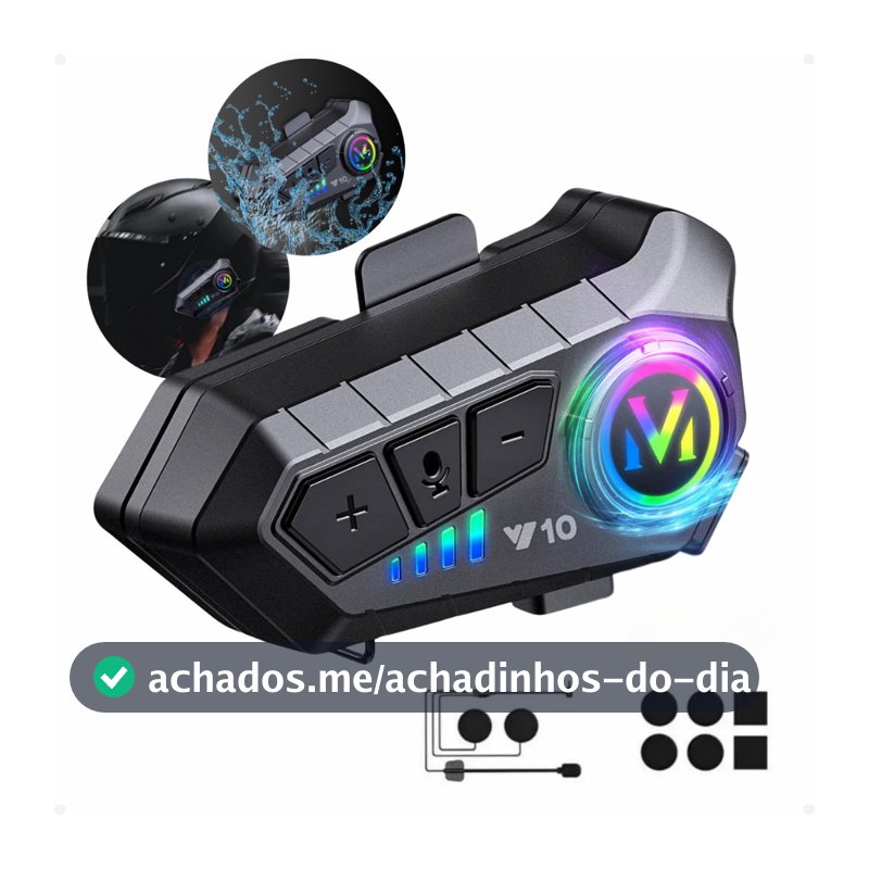Fone De Ouvido Para Capacete Sem Fio Bluetooth Rgb