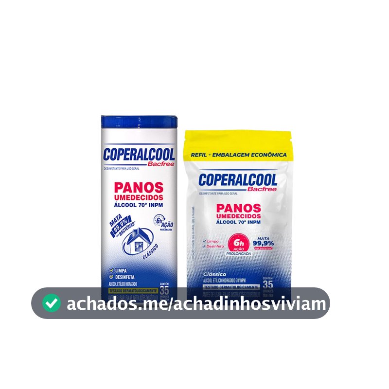Kit 01 Pote + 01 Pacote Refil de Lenço Umedecido com Álcool 35 lenços cada Coperalcool