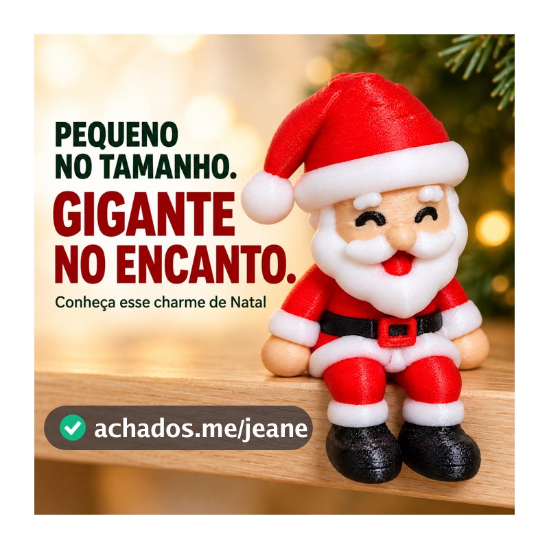 Mini Papai Noel Sentado Decorativo Enfeite de Natal para Monitor Mesa Estante Prateleira e Presente Natalino
