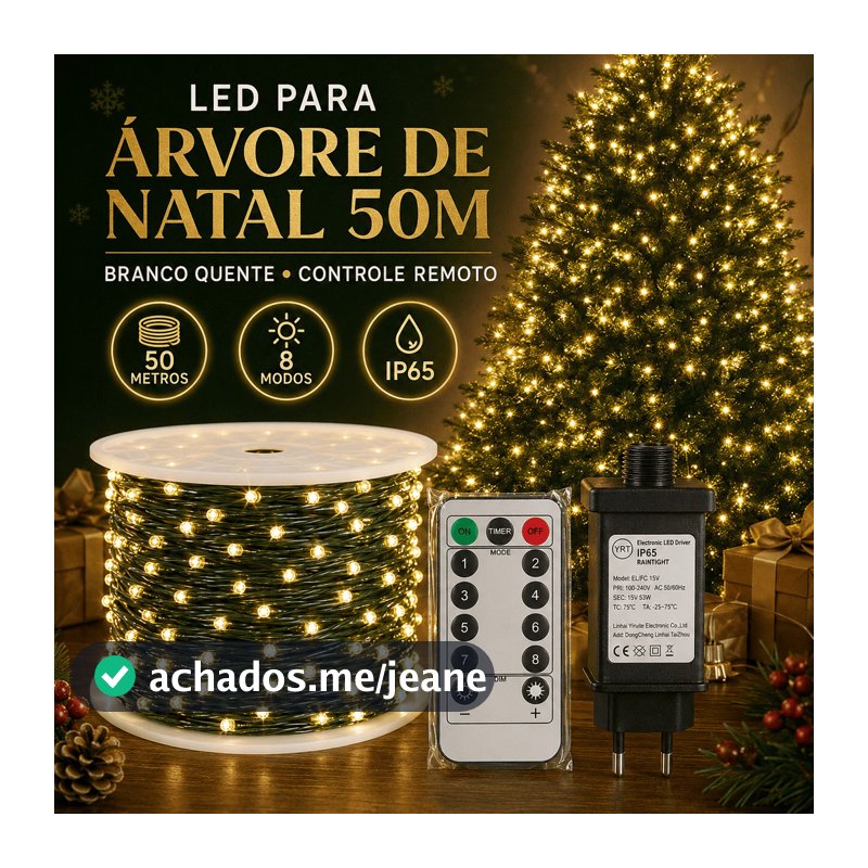 LED Fio de Fada Árvore de Natal Branco Quente 50m 8 Modos com Controle Remoto Timer Dimmer Pisca Pisca Fonte IP65