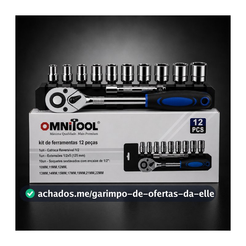 Jogo Soquetes 12 Peças 10 A 22mm Kit De Ferramentas Cromo Vanádio Completo