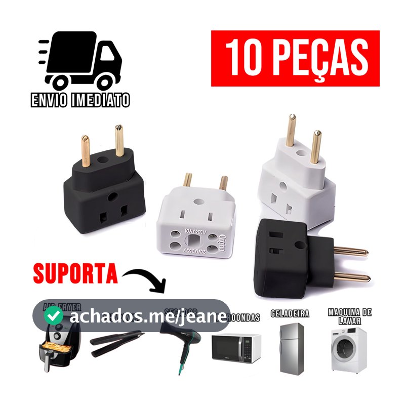 Adaptador de Tomada Ultra Resistente de Porcelana para Secador Air Fryer Benjamin Bivolt 10A e 20A