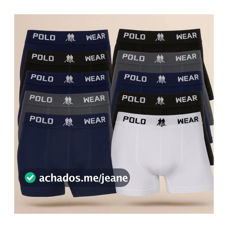 Kit 5 ou 10 Cuecas Boxer Masculinas Polo Wear Microfibra Leve e Elástico Confortável