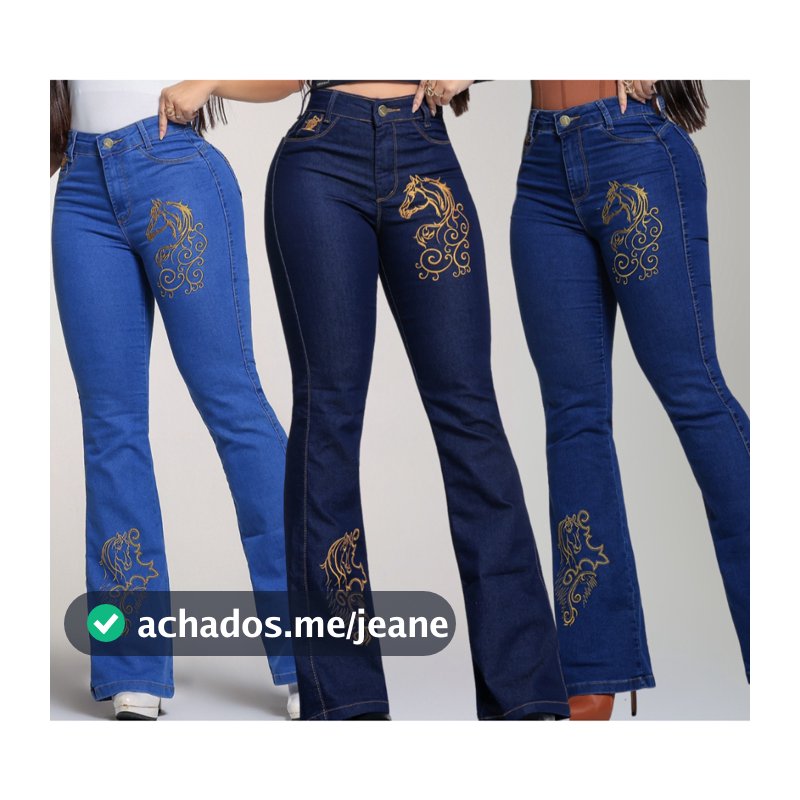 Calças Jeans Feminina Bordada Flare Com Elastano Country Rodeio Tecido Reforçado Flaer Lycra Calça Jeans Feminina