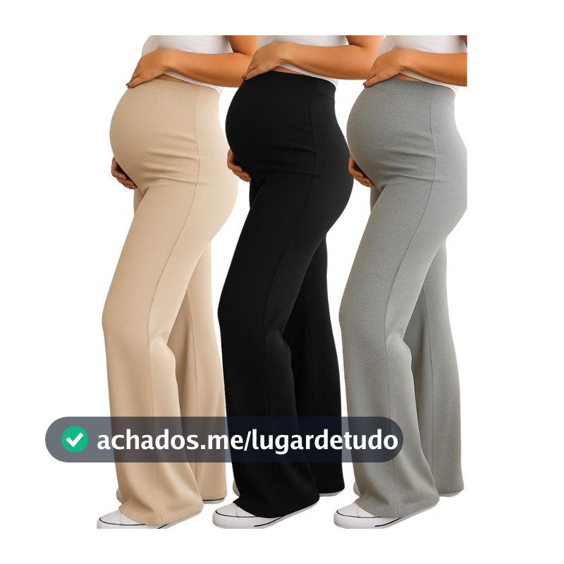 Pantalona  Feminina Gestante Calça Gravida estilosa Plus size Calça confortavel Cós alto Viscolaycra Lisa Maternidade