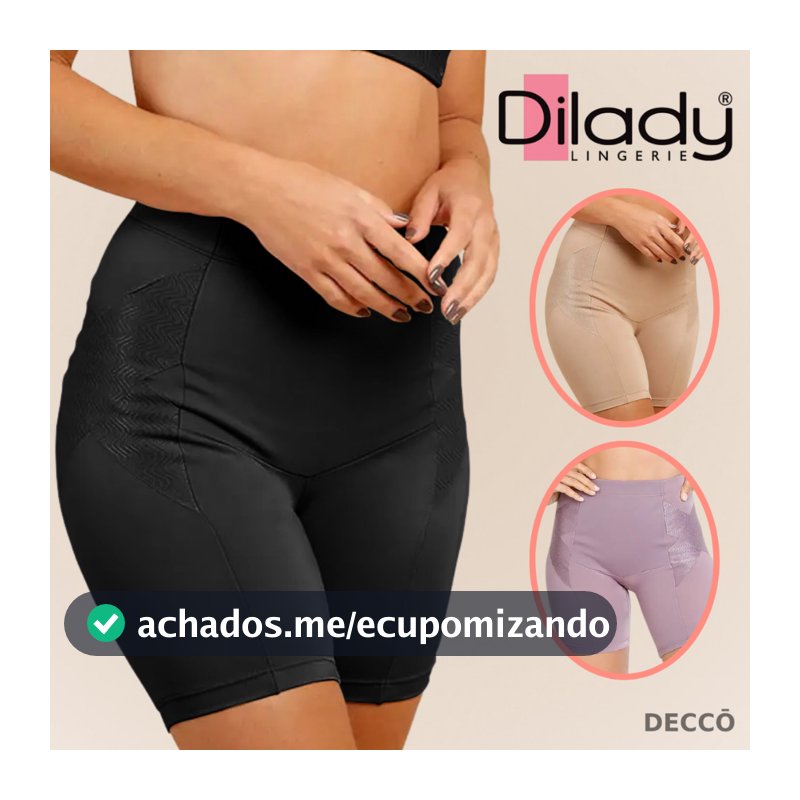 Bermuda Culote Dilady Control Zero Barriga Cintura Alta com Sobreposição em X Extra Sustentação