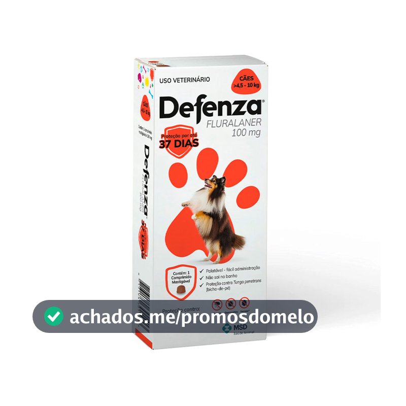 Antipulgas e Carrapatos Defenza MSD Para Cães de 4,5 a 10kg 1 Comprimido