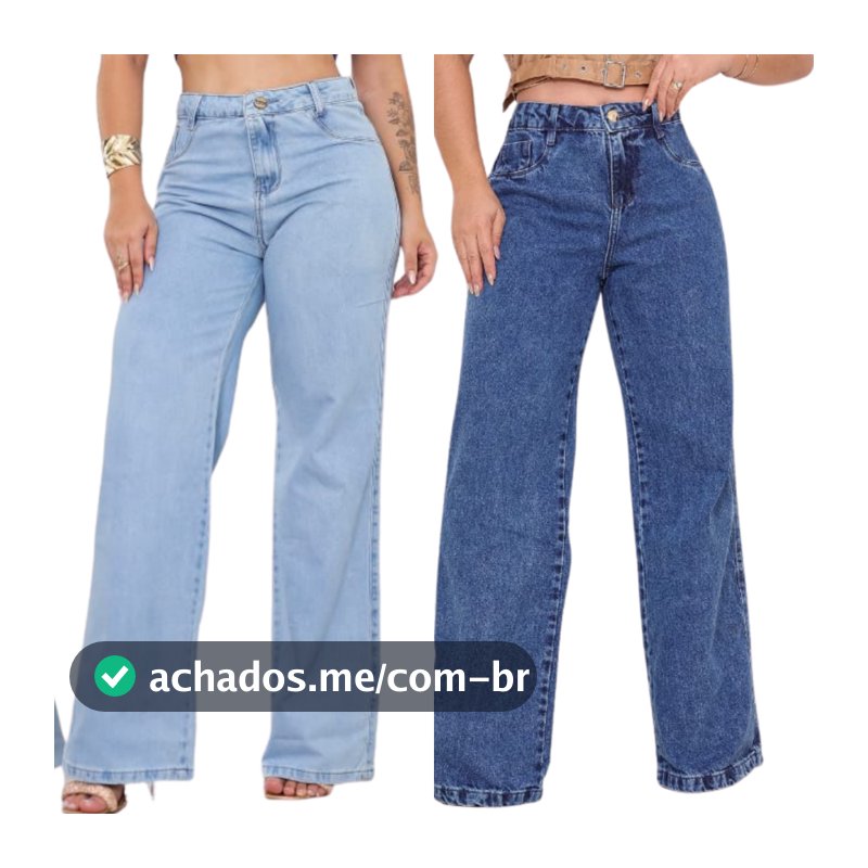 KIT CALÇA WID LEG JEANS 100% SEM LAYCRA COS ALTO JEANS SEM LAYCRA CALÇA BOCA LARGA CLARA MARMORIZADA CALÇA LARGA DELUXEE