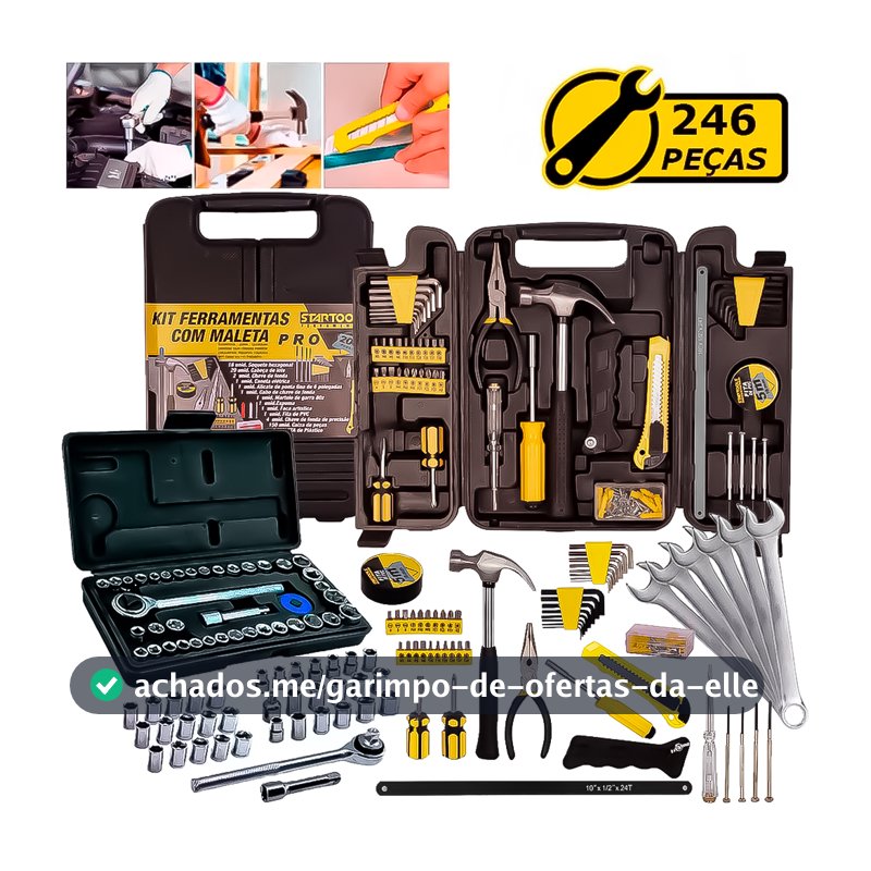 Kit Jogo De Ferramentas 246 Peças  Soquetes Catraca Reversível Chaves Combinadas Multiuso Uso Geral