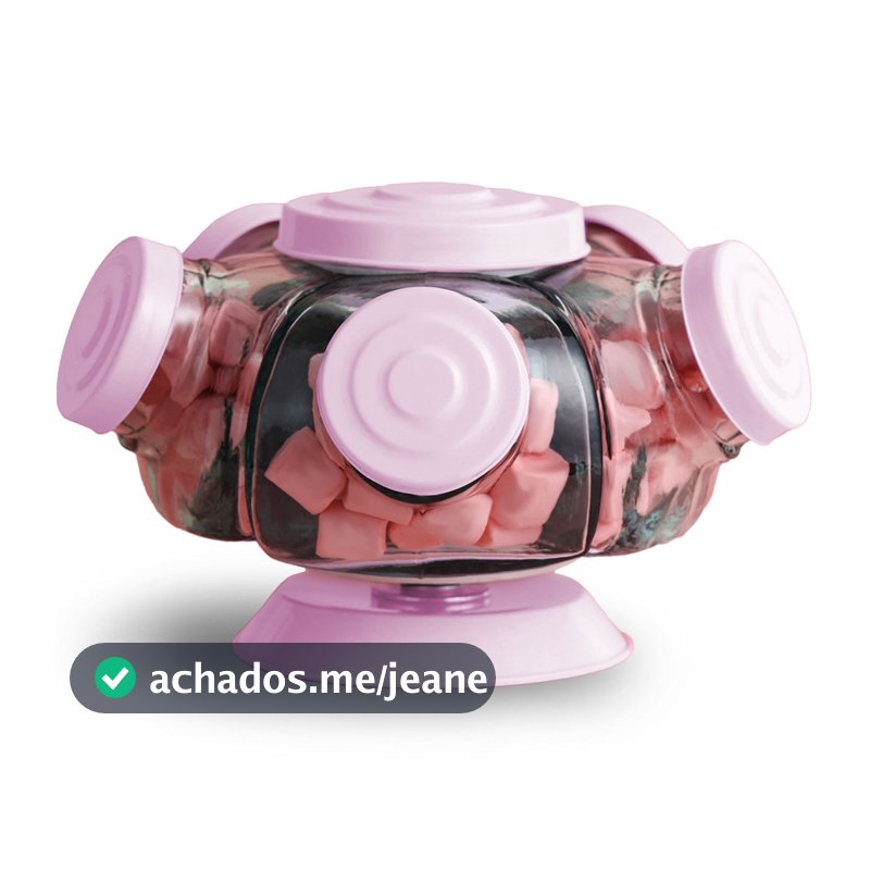 Mini Baleiro Giratório Vidro Pequeno Antigo Bomboniere Rosa