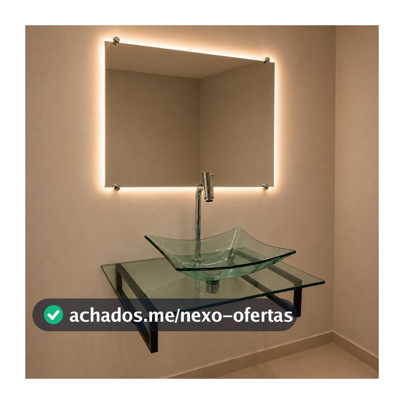 Gabinete De Vidro Espelho com LED Banheiro Tampo Lavatório Lavabo Pia 40x40cm 50x40cm 60x40cm PPR Cores