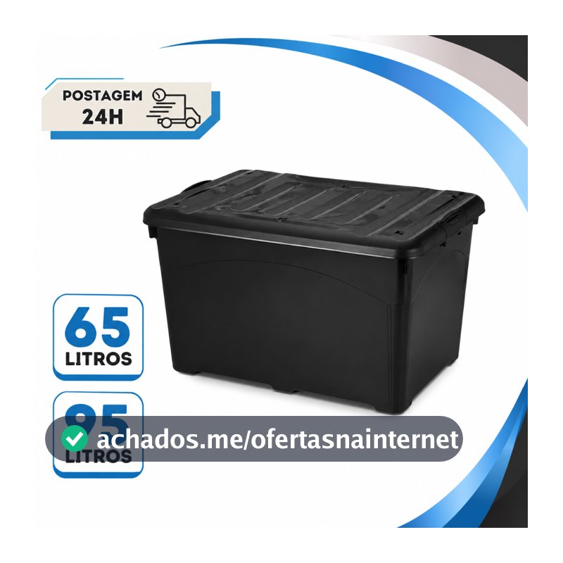 Caixas Organizadoras com Tampa 50 65 ou 95 Litros Caixa Resistente Multiuso Para Brinquedos