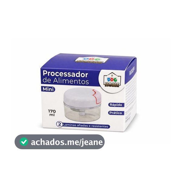 Mini Processador Alimentos Manual 170ml 2 Lâminas Corda Retrátil Plástico Metal DDG