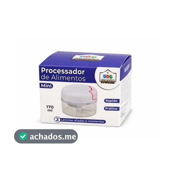 Mini Processador Alimentos Manual 170ml 2 Lâminas Corda Retrátil Plástico Metal DDG