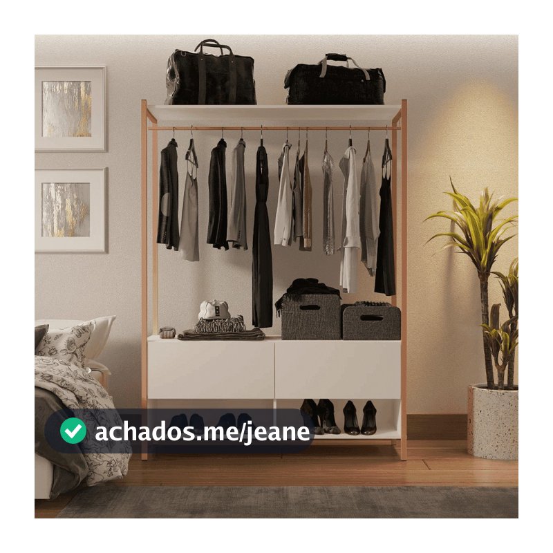 Closet Estilo Industrial Dallas 2 Gavetas e Suporte para Cabide KLM Móveis