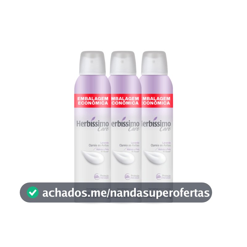 Kit Desodorante Aerossol Antitranspirante Herbissimo Care Lavanda 250ml Embalagem Econômica (3 unidades)