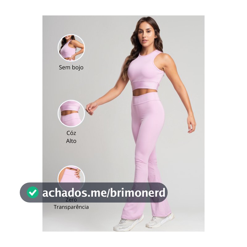 Conjunto Fitness Bailarina Academia Top Regata Legging Flare Suplex Zero Transparência Feminina