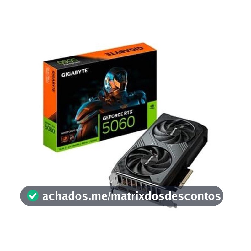 Placa de Vídeo NVIDIA GeForce GIGABYTE RTX5060 Windforce OC 8GB GDDR7 128bit - 9VN5060WO-00-G10