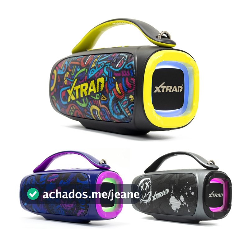 Caixa de Som Bluetooth Portátil 80W Potente Som Estéreo RGB TWS Praia Festa Viagem XTRAD XDG-343