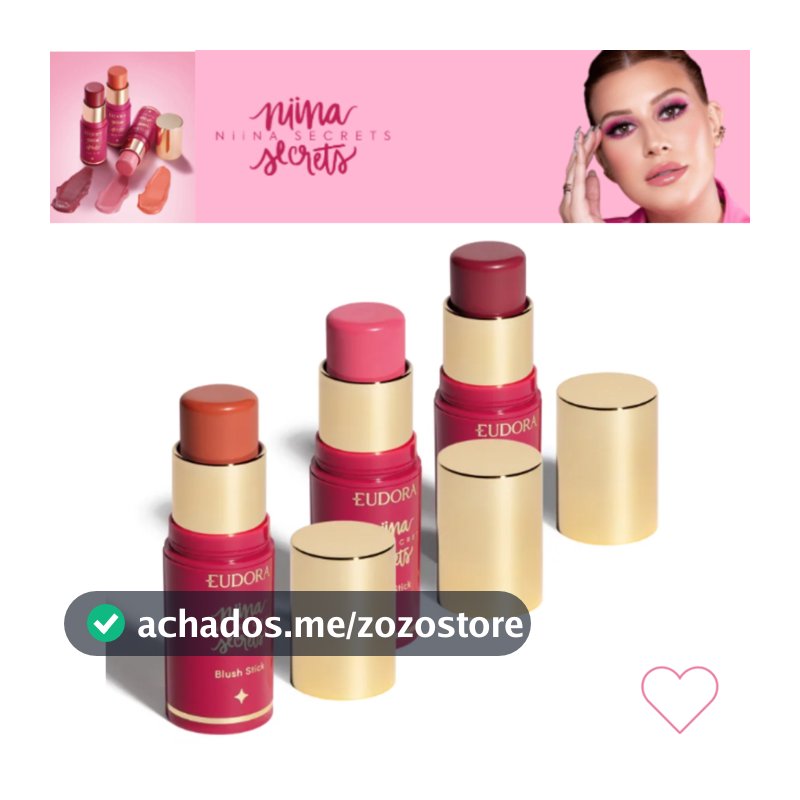 Blush Niina Secrets Stick Daily Blush Rosa / Blush Malva / Blush Coral - Eudora Blush Cremoso