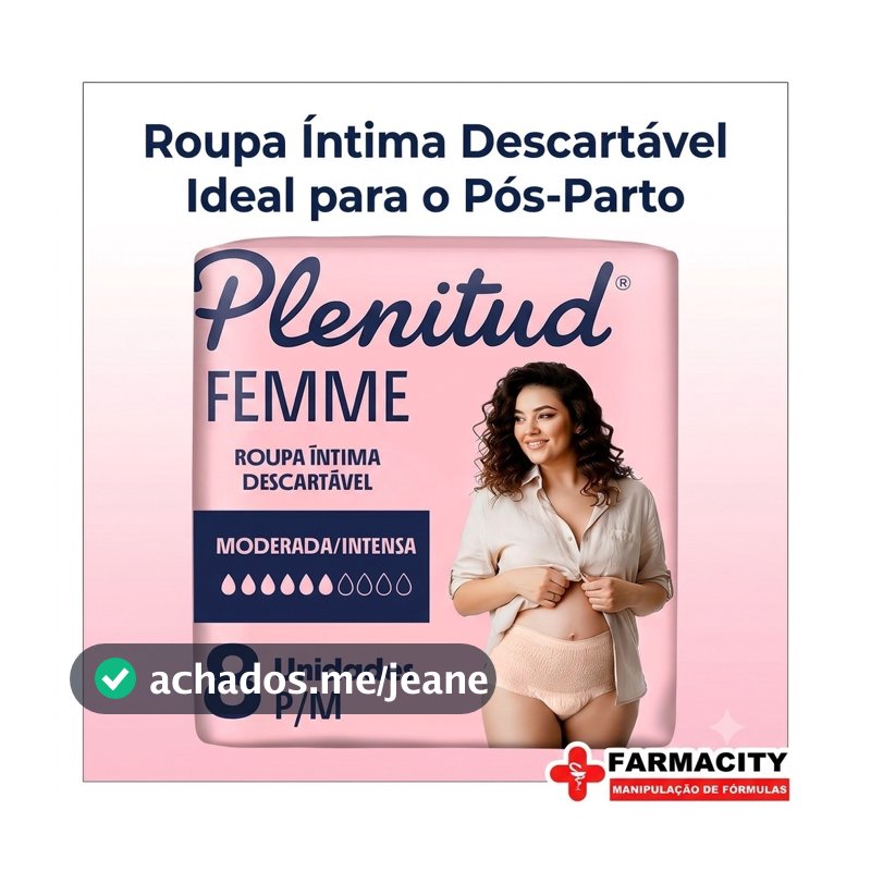 Plenitud Femme Calcinha Descartável Pós-Parto 8 Unidades Discreta Alta Absorção