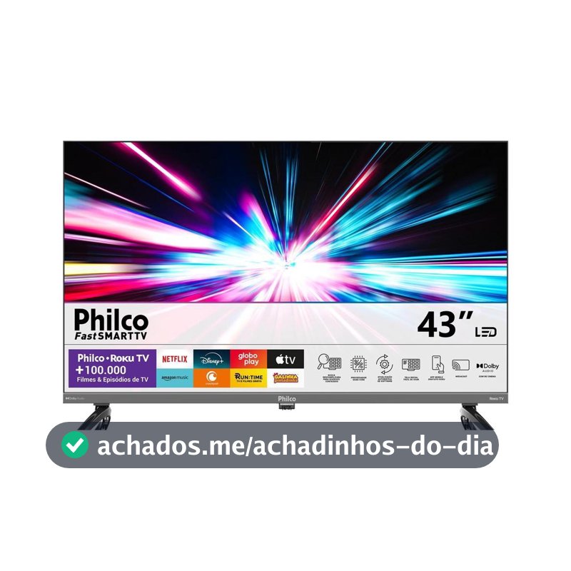Smart TV 43" Philco QLED HDR10 Roku TV P43KRB