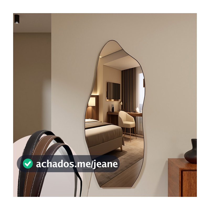 Espelho Moldura em Couro 150cm x 40cm  170cm x 50cm Orgânico Janela Oval  Retangular Para Quarto Sala Banheiro Salão