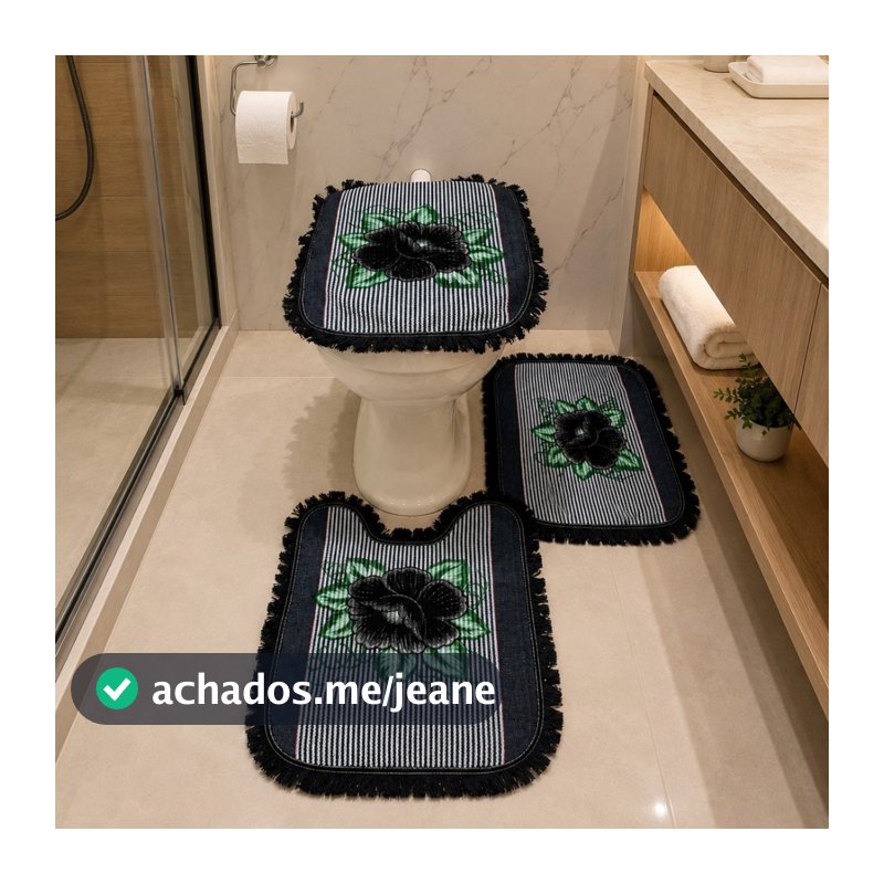 Jogo Banheiro 3 Peças Kit Tapetes Liso Estampados Desenho Luxo Fofinho Premium Promoção