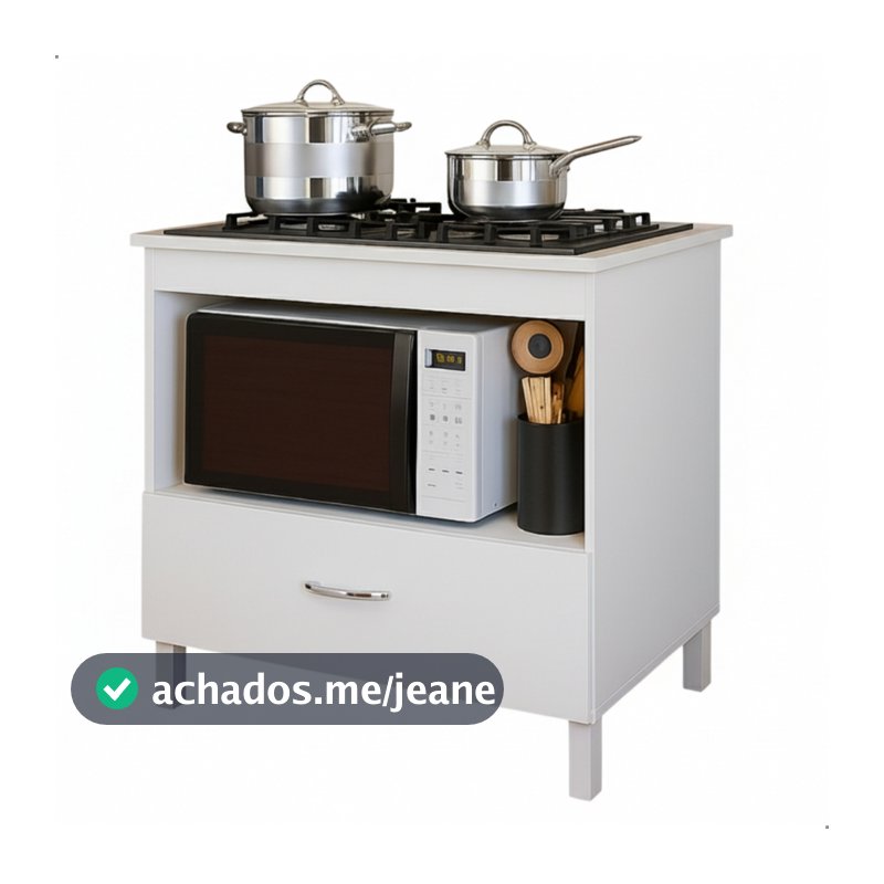 Balcão de Cooktop 4 e 5 Bocas Armário Para Cozinha Com Porta Suporte Para Forno Grande Branco Preto