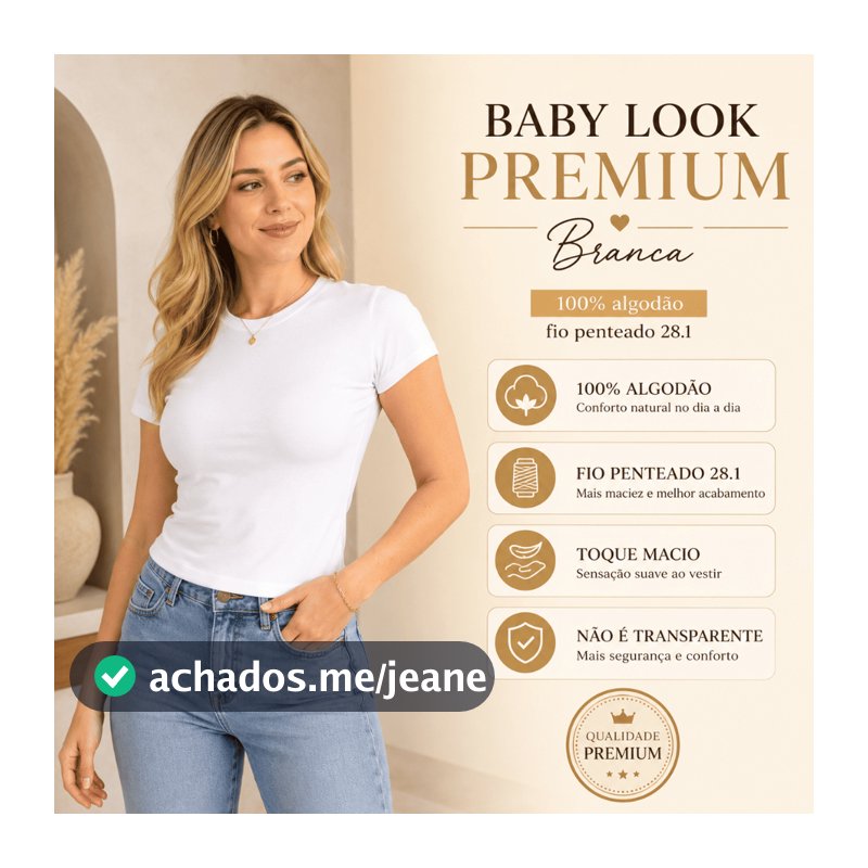 Blusa Baby Look Feminina 100% Algodão Fio 30.1 Penteado Básica Lisa PP ao XGG