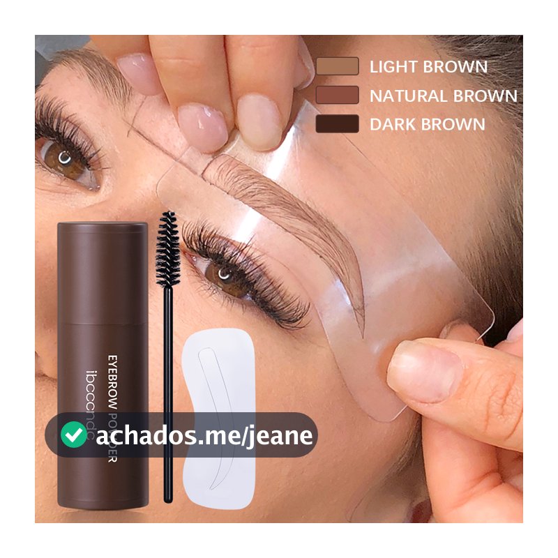 Kit de Carimbo de Sobrancelha à Prova d'Água com Estênceis e Pó para Modelagem Natural em Um Passo, Realçador de