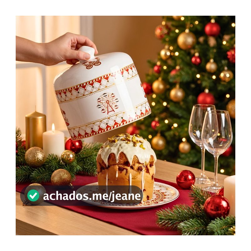 Porta Panetone com Tampa Cerâmica Noite de Brinquedos Scalla