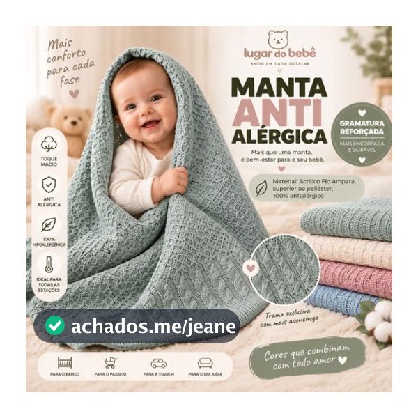 Cobertor Bebê Manta Tricô GRAMATURA REFORÇADA Trança Anti Alérgica Recém Nascido  14 Cores Disponíveis