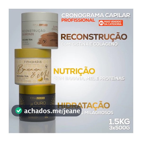 KIT CRONOGRAMA CAPILAR PROFISSIONAL 1.5KG (3X500G) - FINA MARIA PROFESSIONAL