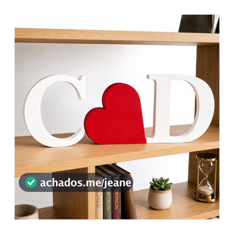 Kit Letras INICIAIS DE MESA  com Coração Decoração para seu lar