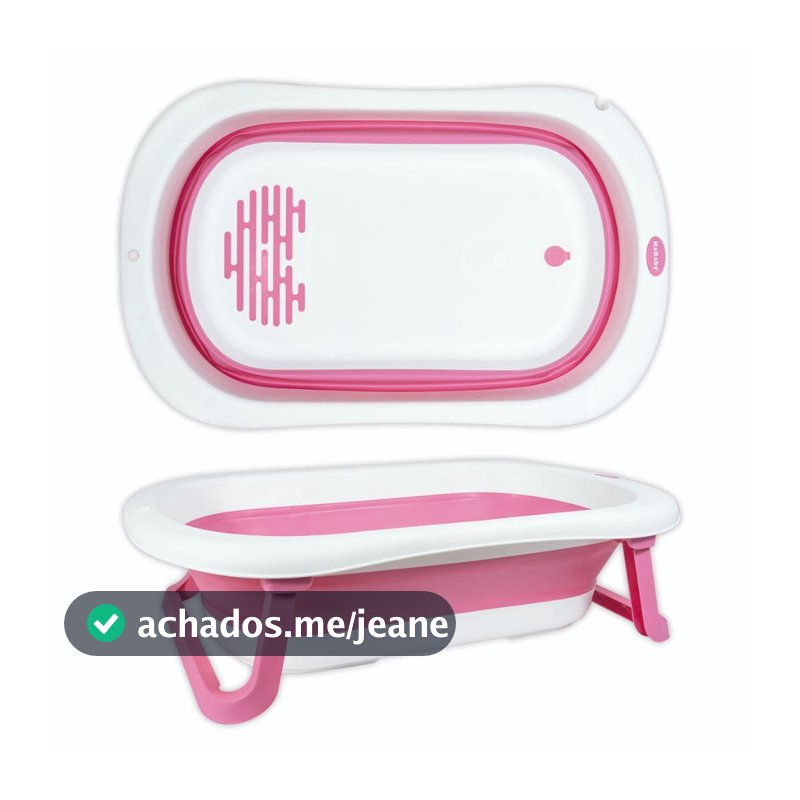 Super Banheira Infantil para Bebê Antiderrapante Dobrável 35 Litros Rosa - KaBaby