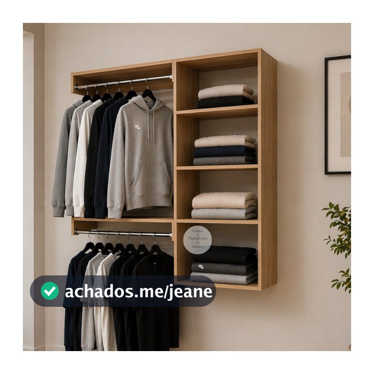 Closet Aberto Arara Suspenso De Parede Cabideiro  - Closet 67