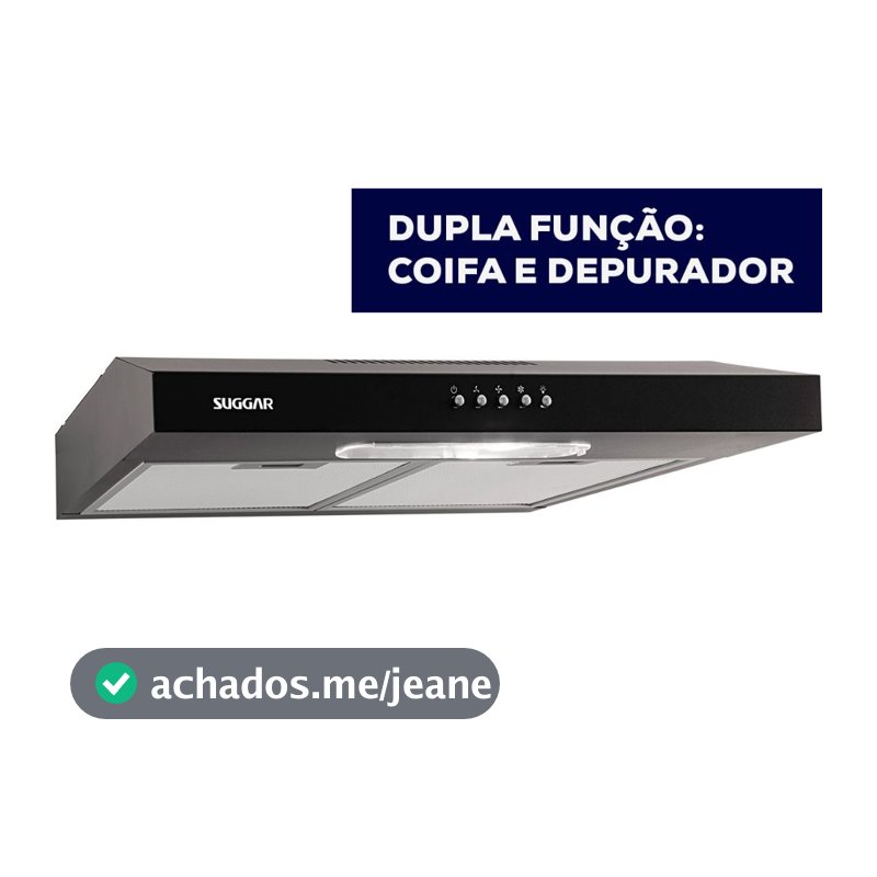 Depurador Slim Suggar 60cm 3 Velocidades Preto DPS161PT/DPS162PT