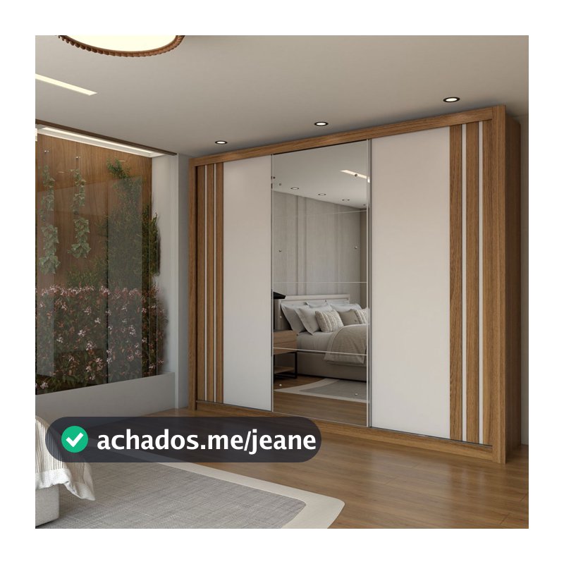Guarda-Roupa Casal Uruguai 3 Portas 2 Gavetas Flex com Espelho - Panorama Móveis