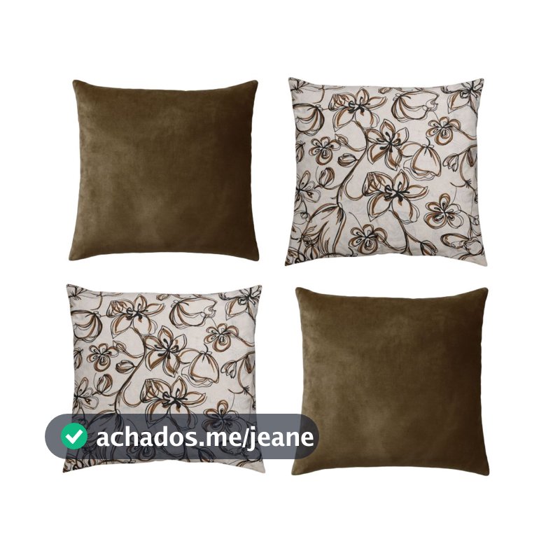 Kit 4 Capa Almofada Decorativa Sala Sofá 45cm Com Zíper Estampada e Veludo