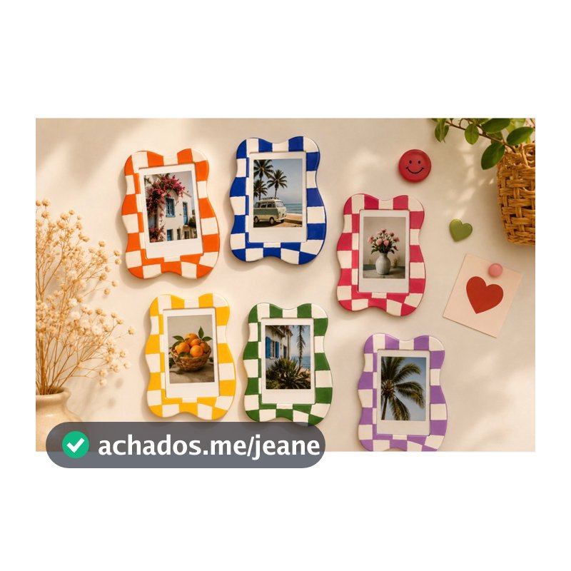 Porta-Retrato Magnético Orgânico para Polaroid em Cerâmica | Feito à Mão | Coleção Alegria
