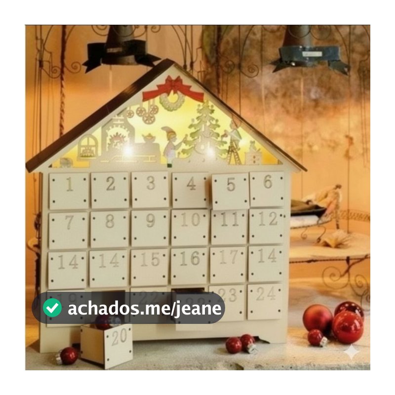 Contagem Regressiva de Natal: Calendário do advento parede única 2 em MDF Cru