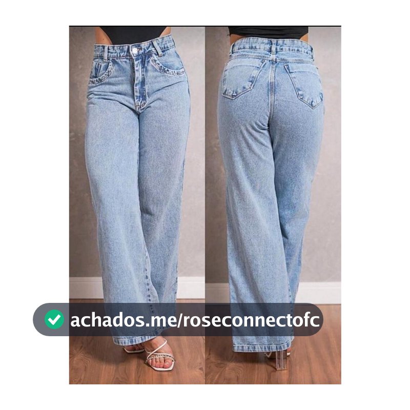 Calça Jeans Feminina Wide Leg Marmorizada Pantalona Cintura Alta Tecido Grosso Elegante Confortável