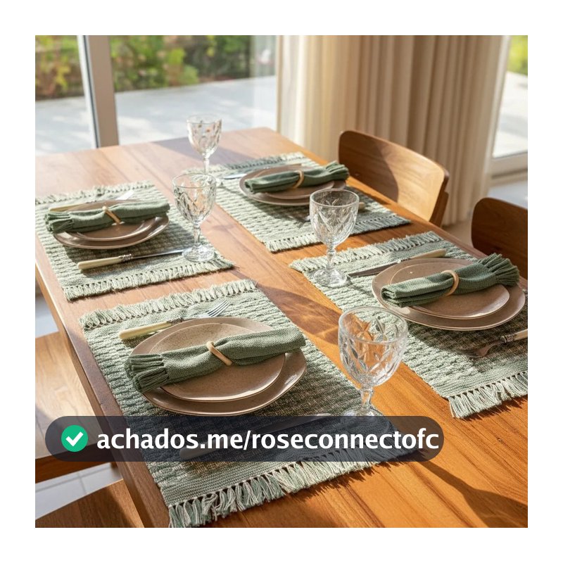 Kit Jogo Americano Pistache Menta Sousplat  Decoração Mesa Posta Tear Mineiro  4, 6 e 8 lugares