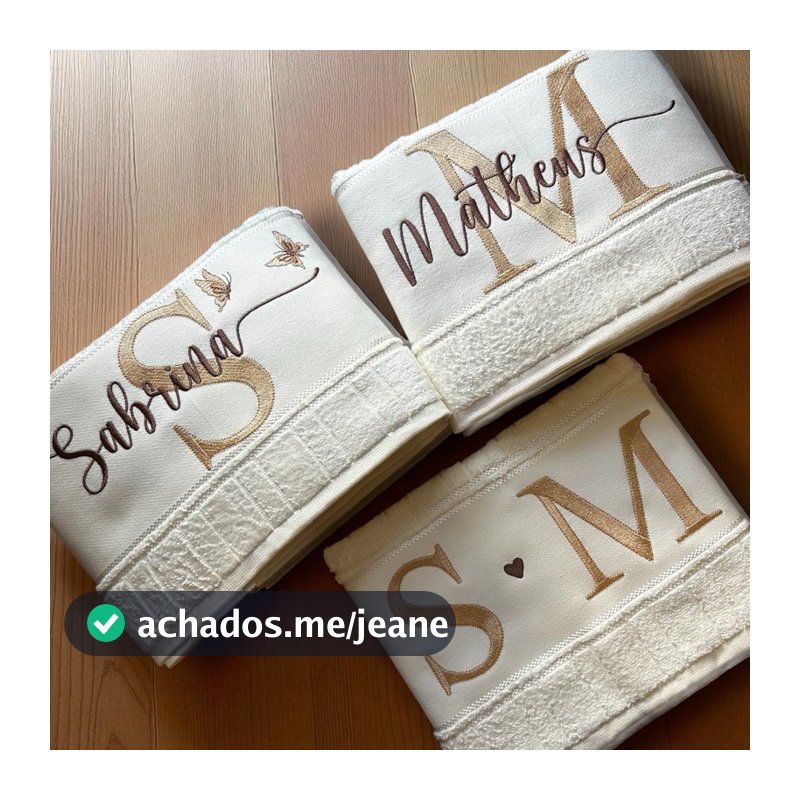 Kit Toalhas Bordadas Personalizadas (2 Banho + 1 Rosto) para Presente Casal | Casamento| Noivado| Enxoval