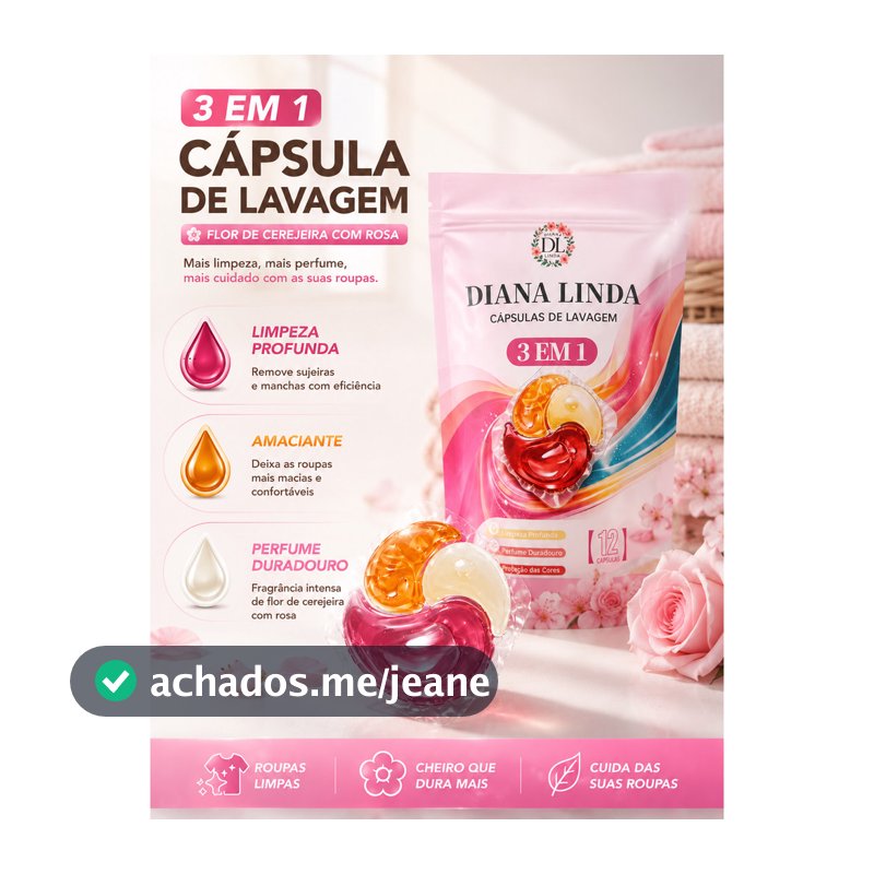 Lava Roupas em Cápsula 12 Unid – 3em1 Limpeza Profunda, Tira Manchas e Perfuma