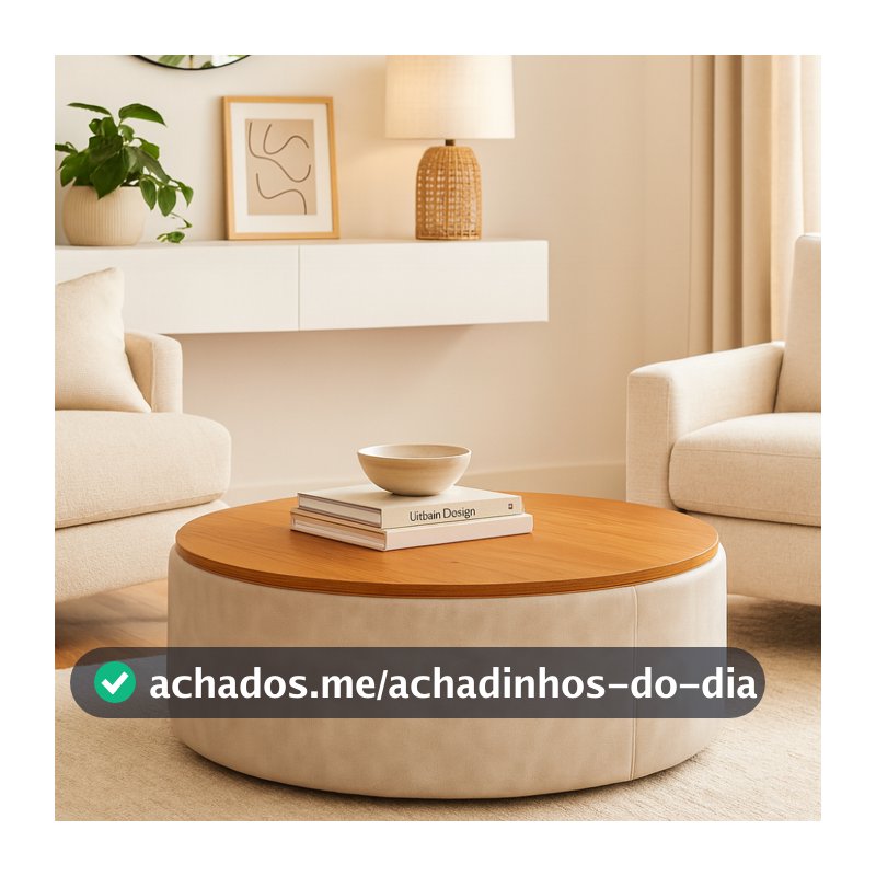 Puff Decorativo Sala Redondo De Centro Estofado Variações de tecidos